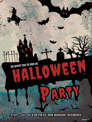 Dark And Red Halloween Invitation Template