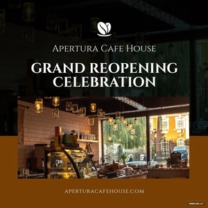 Free Cafe Grand Re-Opening Instagram Post Template to Edit Online