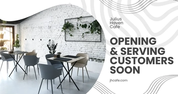 Free Cafe Opening Announcement Facebook Post Template to Edit Online