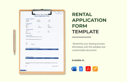 Rental Application Form Template