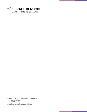 Social Media Consultant Letterhead Template