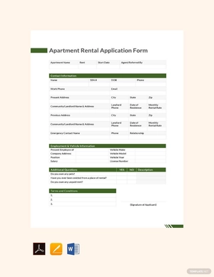 Apartment Rental Application Form Template