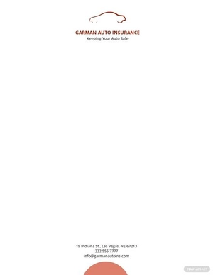 Auto Insurance Company Letterhead Template