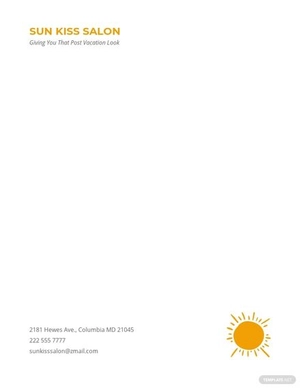 Tanning Salon Letterhead Template