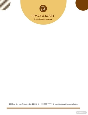 Sample Bakery Letterhead Template