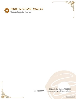 Classic Bagel Bakery Letterhead Template
