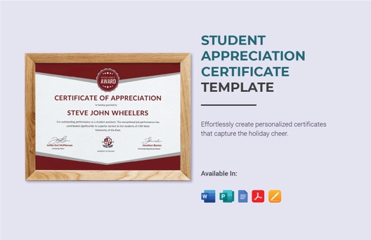Student Appreciation Certificate Template