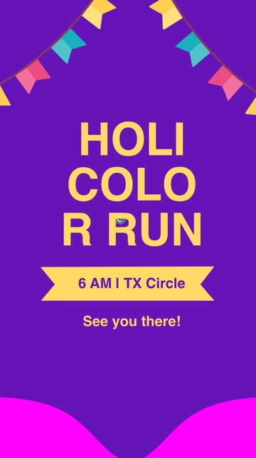 Free Holi Festival Fun Run Whatsapp Post Template to Edit Online