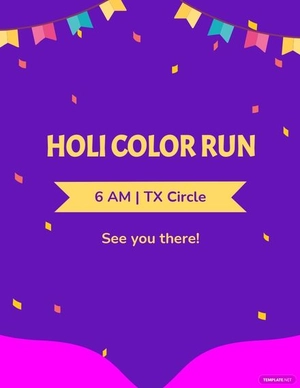 Holi Festival Fun Run Flyer Template