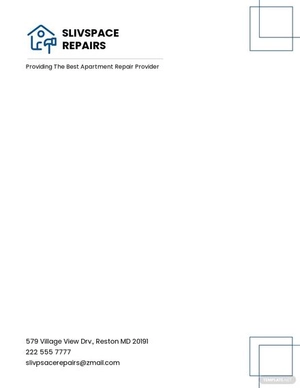 Apartment Repair Letterhead Template
