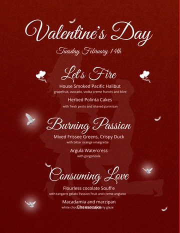 Free Happy Valentine's Day Menu Template to Edit Online