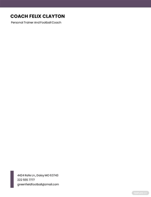Football Coach Letterhead Template