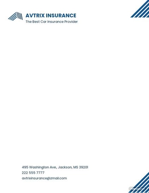 Car Insurance Company Letterhead Template