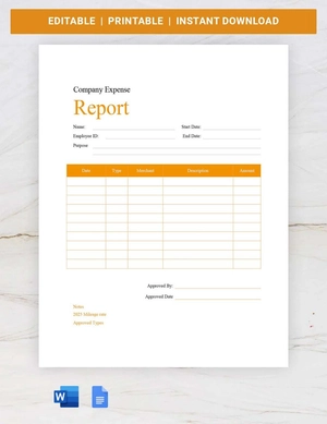 Company Expense Report Template