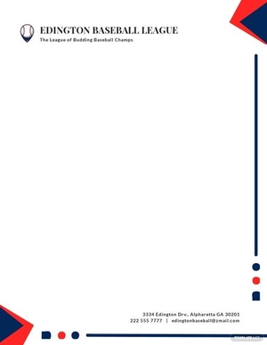 Baseball League Letterhead Template Baseball League Letterhead Template