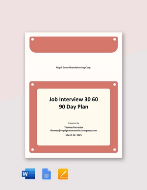 Job Interview 30 60 90 Day Plan Template