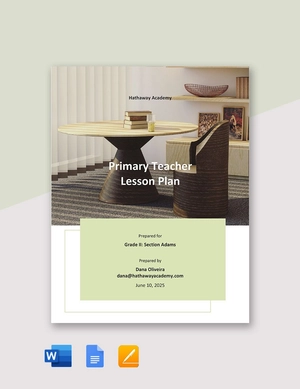 Primary Teacher Lesson Plan Template
