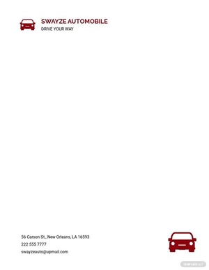 Car Sales Letterhead Template