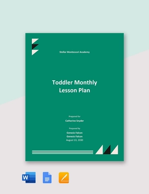 Toddler Monthly Lesson Plan Template