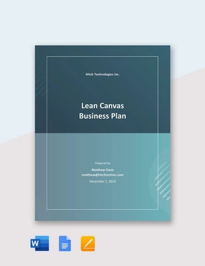 Lean Canvas Business Plan Template
