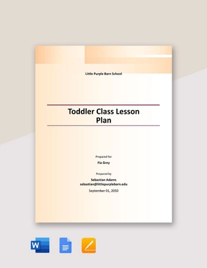 Toddler Class Lesson Plan Template