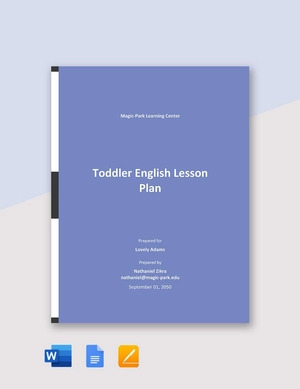 Toddler English Lesson Plan Template