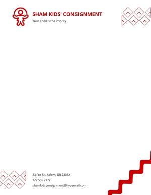 Kids Consignment Shop Letterhead Template