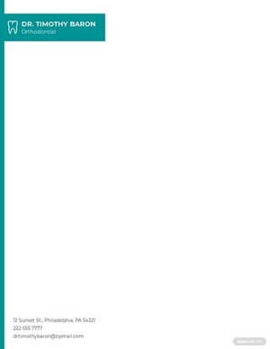 Sample Orthodontist Letterhead Template