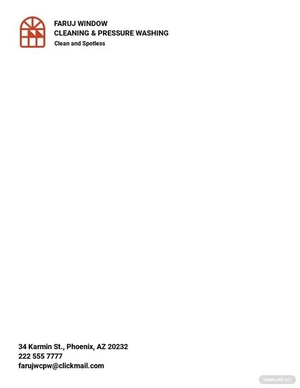 Window Cleaning & Pressure Washing Letterhead Template