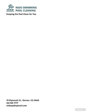 Swimming Pool Cleaning Service Letterhead Template