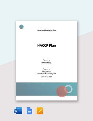 Simple HACCP Plan Template