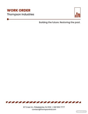 Work Order Letterhead Template