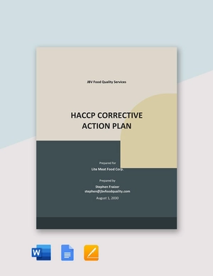 HACCP Corrective Action Plan Template