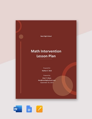 Math Intervention Lesson Plan Template