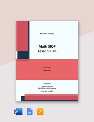 Math SIOP Lesson Plan Template