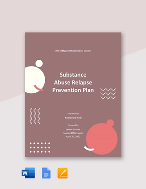 Drug And Alcohol Relapse Prevention Plan Template