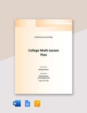 College Math Lesson Plan Template