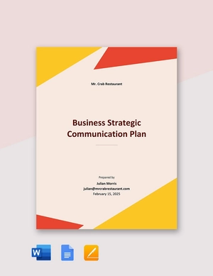 Strategic Communication Business Plan Template