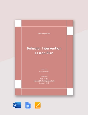 Behavior Intervention Lesson Plan Template