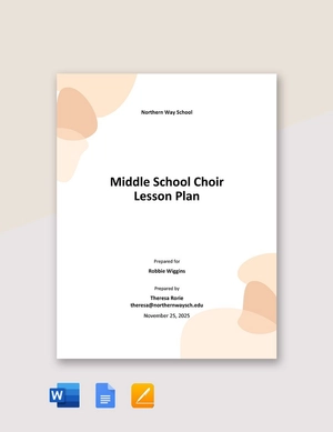 Middle School Choir Lesson Plan Template