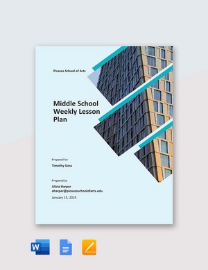 Middle School Weekly Lesson Plan Template