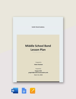 Middle School Band Lesson Plan Template