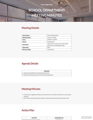 School Department Meeting Minutes Template
