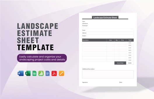 Landscape Estimate Sheet Template