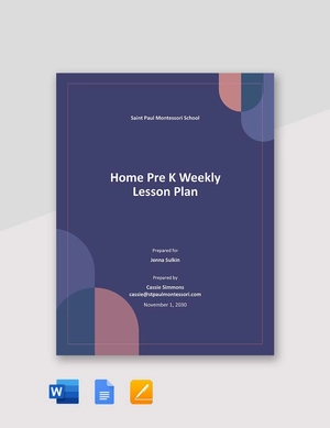 Home Pre K Lesson Plan Template