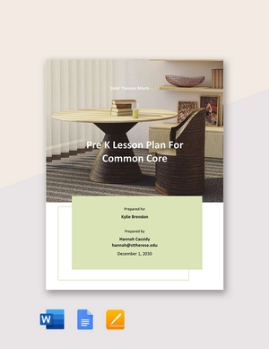 Pre K Lesson Plan Template For Common Core