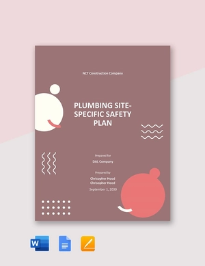 Plumbing Site Specific Safety Plan Template