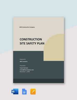 Construction Project Site Specific Safety Plan Template