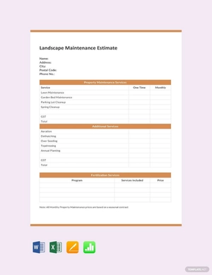 Landscape Maintenance Estimate Template