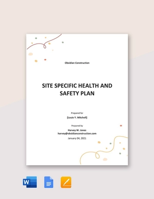 Site Specific Health and Safety Plan Template Site Specific Health and Safety Plan Template